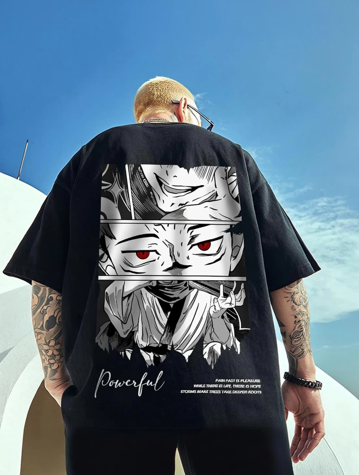 FASHIONORIYA Men Printed Round Neck Cotton Blend Black T-Shirt